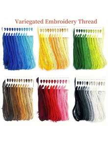 Un set de hilo bordado degradado, en total 10 colores, 100 piezas de cada uno con una longitud de 119,89 cm. Hilo de bordado de colores de alta calidad, hilo de poliéster para punto de cruz, hilo de coser DIY, línea de artesanía a mano, hilo bordado a mano, paquete de arte de hilos de coser, un hebra de 6 hebras - Multicolor - Ver 1
