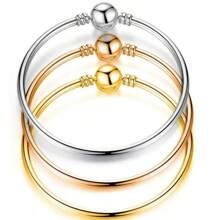 1PC Fashion Women's Round Head Button DIY Pendant Snake Bone Bracelet, Suitable For Daily Matching, Is The Perfect Holiday Gift For Women