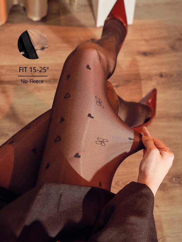 1 pieza Medias transparentes de 80g con estampado de estrellas y lunas, mallas cálidas para mujer, adecuadas para clima de 15-25°C, uso diario, Halloween