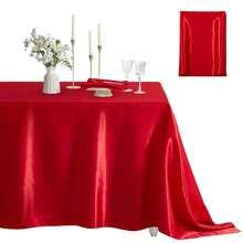 1 PC Ruisita Satin Party Table Cover Wedding Rectangle Bright Silk Smooth Fabric Tablecloth Decor For Wedding Banquet Christmas Party Table Decoration,