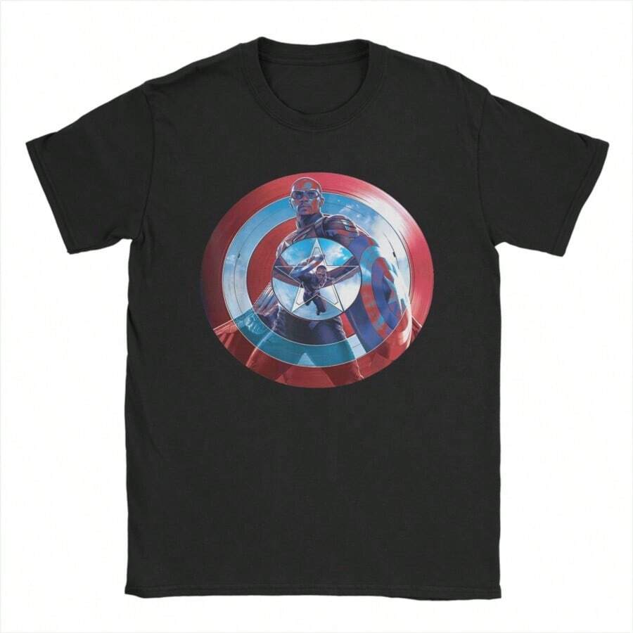 COOL SUMMER Captain AmericaS 4 Brave New World Men T Shirts Shield Reflection Vintage Tees Short Sleeve Crew Neck T-Shirt 100 Cotton Clothes - màu đen - Xem 1