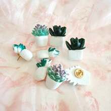 Creative Succulent Cactus Picture Nail Photo Wall Office DIY Potted Plant Press Nail Wall Nail Big Head Nail,For School Supplies,Back To School - Succulent - View 1