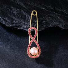 1pc-Fashion Elegant Infinity Brooch Zinc Alloy Rhinestone Inlaid Brooch Suitable For Women Daily Banquet Party Wear Dress Suit Accessory - XD825160 - View 14