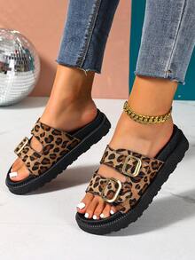 Plus Size Women's Fashion Simple Style Comfortable Soft Solid Color Peep Toe Platform Sandals