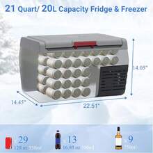 12V Car Refrigerator 21 Quart(20L) Electric Cooler 12/24V D C Refrigerator Convertible Freezer -4℉-68℉ Portable Refrigerator For Car, Camping, Truck, RV, Travel, Fishing,Grey