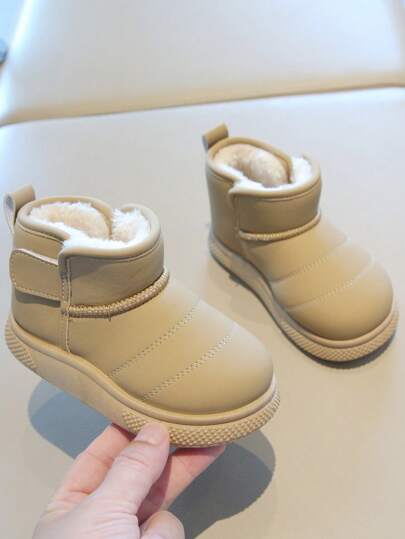 زوج من بوت الثلج الجميلة والأنيقة للأطفال، دافئة مبطنة للخريف/الشتاء، مناسبة للأكاديمية والخارج والارتداء اليومي، للرضع/الأطفال الصغار