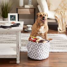 Bone Dry - Contenedor de almacenamiento de juguetes y accesorios para mascotas DII, cesta organizadora plegable para decoración del hogar, juguetes para mascotas, mantas, correas y comida, Paw Gris, rectangular Chico - Gris - View 10