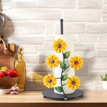1pc Sunflower Kitchen Paper Towel Holder, Iron Paper Towel Storage Rack, Butterfly Paper Roll Holder, Roll Paper Holder, Home Decor - 黃色 - 查看 3