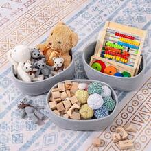 1pc/2pcs/3pcs Handmade Woven Rope Storage Baskets, Oval Shaped Organizer Basket, Suitable For Living Room, Bedroom, Game Room, Small Rope Basket For Trinkets, Snacks, DIY Rope Weaving Basket, Holiday Decor, Gift Baskets, Toy Storage - White - View 8