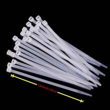 100 piezas de bridas de nylon autoblocantes blancas, ataduras de cables de plástico, correas para sujetar cables
