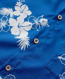 Men's & Women's Hawaiian Shirt - Tropical Palm Tree & Coconut Leaves Print Short Sleeve Button-Up, Soft Breathable Fabric, Machine Washable, Regular Fit Casual Beach Vacation Shirt For Adults, Summer Apparel Buttons Casual Shirts - 藍色 - 查看 4