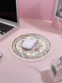 Bohemian Style Tassel Mouse Pad, Rubber Base Anti-Slip Heat Resistant, Can Be Used As Placemat Or Trivet - Round - View 2