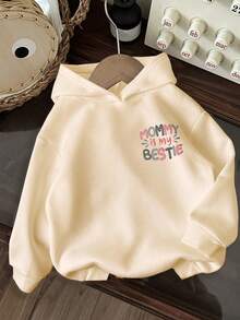 Young Girls Letter Print Warm Hoodie Sweatshirt