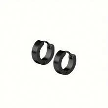 5 Pairs Of Men's Punk-Style Titanium Steel Round Earrings, Set With Cubic Zirconia - Perfect For Casual Decoration - Earring - View 10