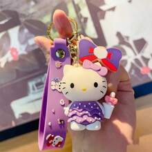 Sanrio 1pc Sanrio Kuromi Silicone Keychain Pendant, Cartoon Cute Bag Keychain Pendant Small Gift,