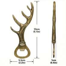 1pc Gold Deer Antler Bottle Opener, Creative Bottle Opener With Deer Antler Design, Suitable For Household Gatherings, Bars And Restaurants - Multicolor - View 8