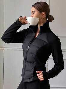 Livesso 拉链插肩袖棉服外套，冬季女装，女式棉服外套