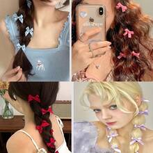 70PCS Elegant Lace Bow Tie Hair Clips For Women Girls Vintage Ribbon Bowknot Hair Accessories Solid Color Satin Bow Hairpins For Party Wedding Daily Use Hair Decoration - 7 Colors - 查看 7