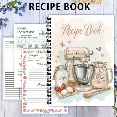 1PC Recipe Book: Large-Capacity Blank Recipe Book Diary, Including Preparation Time, Cooking Time, Ingredients, Etc. Designed Specifically For Recording Family Recipes, A Gift For Food Lovers. Daily Necessity.