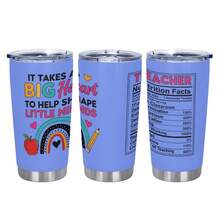 Teacher Tumbler - It Takes A Big Heart To Shape Little Minds, Inspirational Teacher Mugs, Teachers Appreciation Gifts Men Women - 20oz Teachers Appreciation Cup For Christmas Birthday Back To School, Best Gift - 紫色 - 查看 2