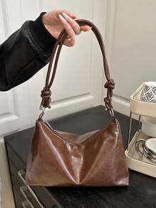 Bolso de hombro de media luna con tejido y color contrastante, adecuado para compras, billeteras, estudiantes universitarios, trabajadores de cuello blanco. Muy apropiado para oficinas, universidades, trabajo, negocios, traslados, actividades al aire libre, viajes y salidas