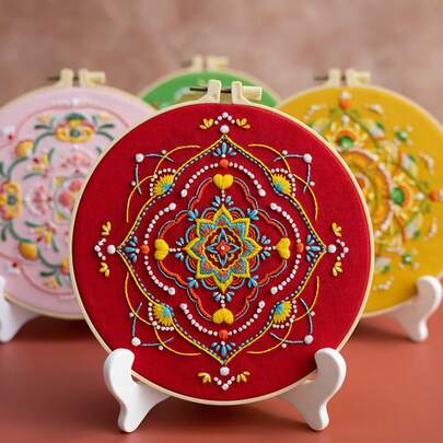 Beginner Embroidery Set Mandala Embroidery DIY Handmade European Three-Dimensional Embroidery Material Coated Clothes Embroidery Su Embroidery Meditation