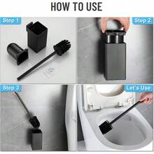 SRYHDTUHDT Toilet Brush And Holder Black Toilet Bowl Brush For Ceaning With Stainless Steel Handle Wall Mounted - Default - View 5