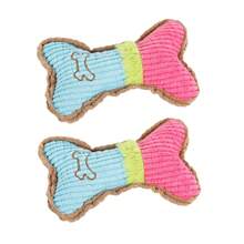 宠物咀嚼玩具 毛绒吱吱叫咀嚼骨头玩具 适用于狗和猫，防咬，磨牙，互动玩具 - 彩色 - 查看 9