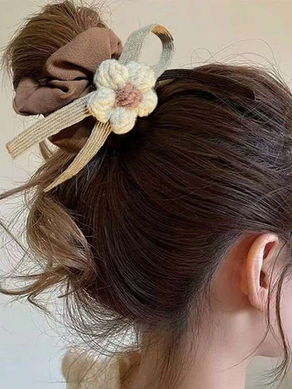 1/2 Peças Scrunchie de Cabelo Encaracolado na Cor do Chá com Leite, Elástico de Cabelo Doce e Fofo para Rabo de Cavalo, Coque, Acessório de Cabelo Elegante e Versátil Adequado para Uso em Festas, Porta-Rabos de Cavalo, Elásticos de Cabelo, Corda de Cabelo, Scrunchies