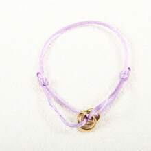 1 Pieza Brazalete de acero inoxidable ajustable hecho a mano con 3 círculos huecos, joya minimalista unisex como regalo para parejas
