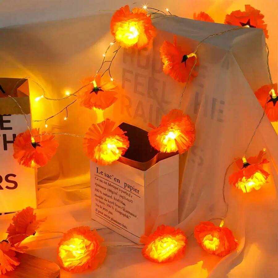 1 件大粒雏菊灯串，LED 花环灯，电池供电万圣节装饰灯，节日氛围灯，用于房间卧室装饰，婚礼派对装饰，万圣节装饰，圣诞节装饰，家居装饰万圣节装饰灯家居装饰派对装饰万圣节装饰房间装饰万圣节花园装饰，可作为礼物仙女 - 暖白色 - 查看 1