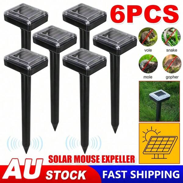6PCS Garden Snake Repeller/Multi Pulse Ultrasonic Pest Repellent Solar Powered