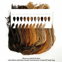 Un set de hilo bordado degradado, en total 10 colores, 100 piezas de cada uno con una longitud de 119,89 cm. Hilo de bordado de colores de alta calidad, hilo de poliéster para punto de cruz, hilo de coser DIY, línea de artesanía a mano, hilo bordado a mano, paquete de arte de hilos de coser, un hebra de 6 hebras - Multicolor - Ver 14