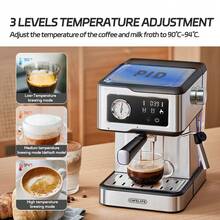 CAFELFFE 20 巴意式咖啡机，温度可调，1.5L 可拆卸水箱，半自动咖啡机，带蒸汽棒，非常适合制作意式浓缩咖啡、拿铁和卡布奇诺，是万圣节、圣诞节或新年的完美礼物！ - 英規插(220-240V) - 查看 9