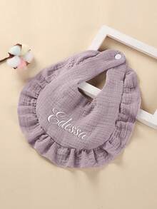 1 Set Personalized Baby Bibs, Customized Baby Name Bibs, Embroidered Name Bibs, Gift For Baby Girl, Ideal Gift For Newborn Baby Shower,Baby Accessories - Multicolor - View 3