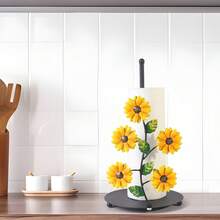 1pc Sunflower Kitchen Paper Towel Holder, Iron Paper Towel Storage Rack, Butterfly Paper Roll Holder, Roll Paper Holder, Home Decor - 黃色 - 查看 6