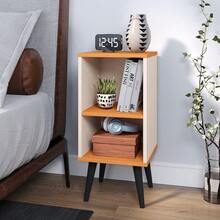 Bedside Table With Niche, Toothpick Legs, Retro Charming Bedroom Bed - Off White - Xem 1