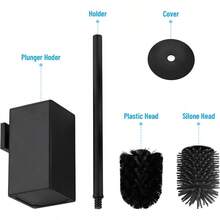 SRYHDTUHDT Toilet Brush And Holder Black Toilet Bowl Brush For Ceaning With Stainless Steel Handle Wall Mounted - Default - View 2