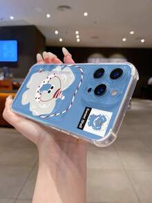 1 pieza Funda de teléfono con bolsillo bordado para tarjeta, diseño de sombrero de cumpleaños con cabeza de animal lindo, compatible con teléfonos Apple