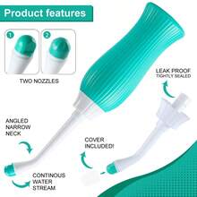 450 ml przenośna butelka ze spryskiwaczem do toalety z rozszerzalnym siedziskiem, 2 dyszami i torbą podróżną, kątowy spryskiwacz do higieny osobistej (zielony)