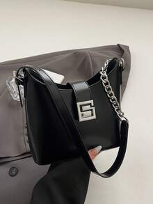 全新设计复古简约百搭大容量女士户外休闲腋下单肩包，优雅简约个性，适合通勤、办公、约会、日常、逛街、下午茶 - 黑色 - 查看 6