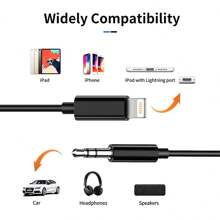 3,3 FT/100 cm Schwarz/Silber AUX-Kabel, USB-C/Lightning auf 3,5 mm Audio-Kabel, kompatibel mit iPhone 14 13 12 11 Pro Max Plus, Konversionsadapter Kopfhörerverlängerungskabel