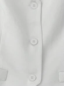 Women's Elegant Sleeveless V-Neck Suit Jacket, Fashionable Front Button Waistcoat Jacket For All Seasons