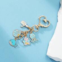 1 件合金油滴海洋生物系列海星、贝壳、珊瑚、鲨鱼钥匙扣、合金油滴吊坠、精致女生包包、珍珠钥匙扣、礼品及配件汽车饰品可爱哥特 Y2k - 彩色 - 查看 3