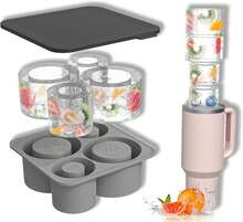 Silicone Ice Tray Set Designed For   - Fits 20-40 Oz Glass And  Cups, Upgraded With 4 Compartment Silicone Cylinder Ice Molds, Multipurpose Ice Tray For Various Beverages,7798481 - 灰色 - 查看 5