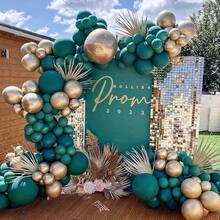 131pcs Set Of Olive Green, Gold And Avocado Color Latex Balloon Garland Arch, Suitable For Birthday, Wedding, Baby Shower, Gender Reveal, Anniversary, Party Decorations, Photography Backdrops