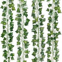 1/12pcs 2M Artificial Green Ivy Leaves Vines, Suitable For Indoor Decoration, Outdoor Garden Decor, Air Conditioner Cover, Party Decoration, Etc.