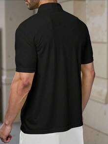 2025 夏季男士黑色男友风 Polo 衫 - 速干冰丝翻领 | 返校季 | 均码 (XXS-XXL) | 超轻透气，适合高尔夫/户外/商务/休闲