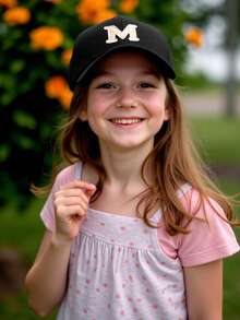 1pc Personalized 26 Letter Name Print Sun Hat Baseball Cap, Adjustable Unisex Kids Outdoor Casual Sun Protection Hat - Black - View 3