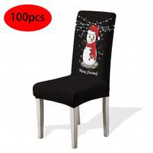 1/4/6/100pcs Christmas Print Stretch Chair Covers, Cartoon Holiday Decor Dust-Proof Slipcovers - Multicolor - View 14